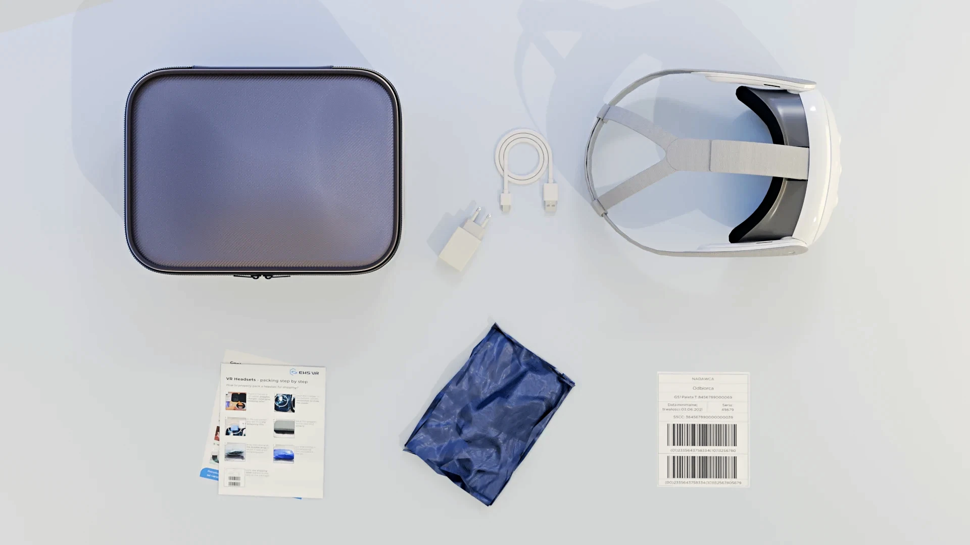 Alles, was im Testpaket enthalten ist: Brille, Ladegerät, Anleitung und Rücksendeetikett