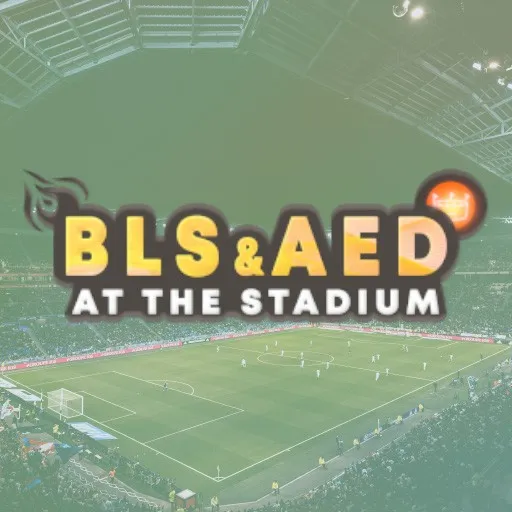 First aid VR – BLS and AED emergency response training at the stadium.