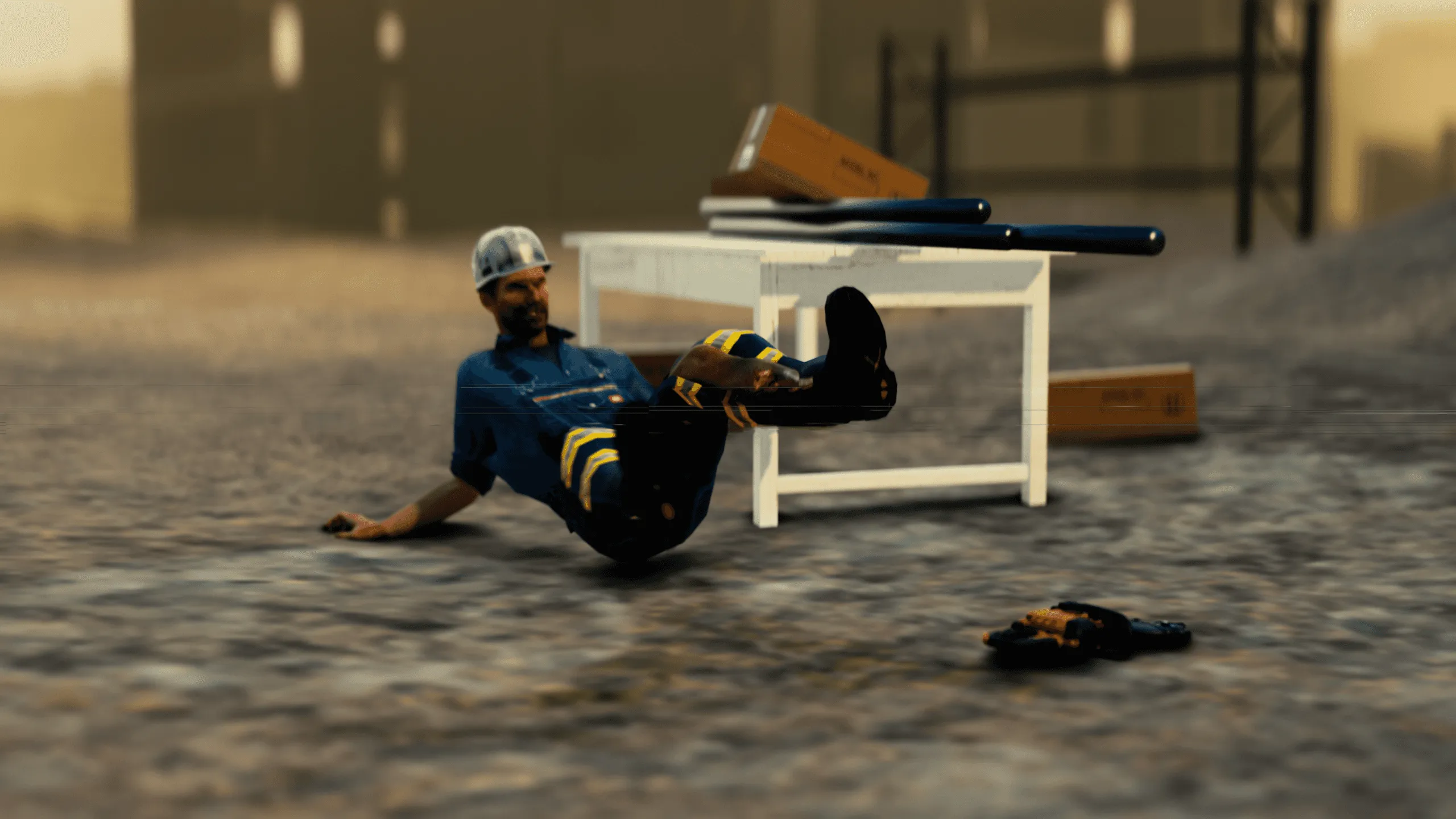 First aid training VR – bandaging and treating deep cuts.