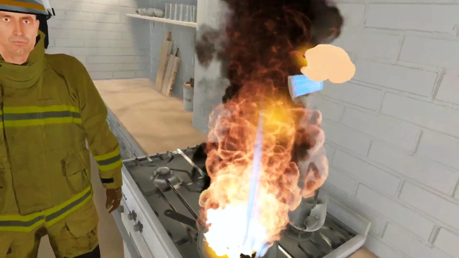 Formation à la sécurité incendie en VR : faire face à un feu d’huile.