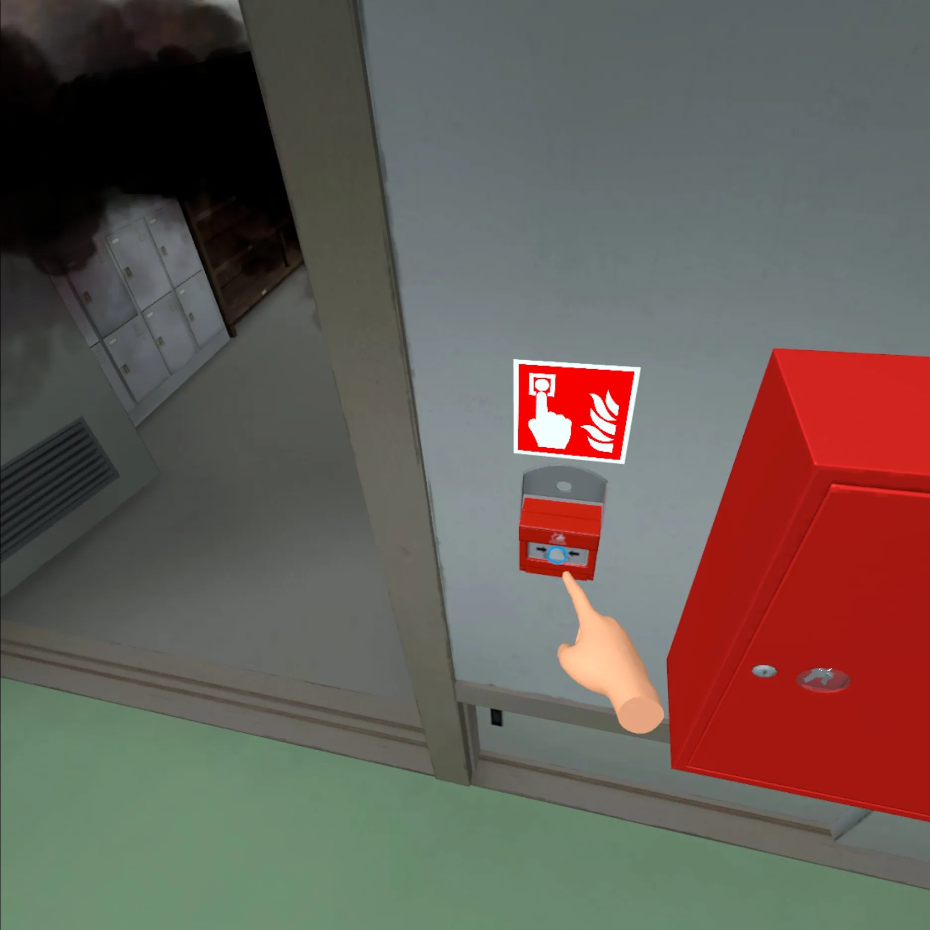 Formación VR con extintor: respuesta de emergencia y seguridad.