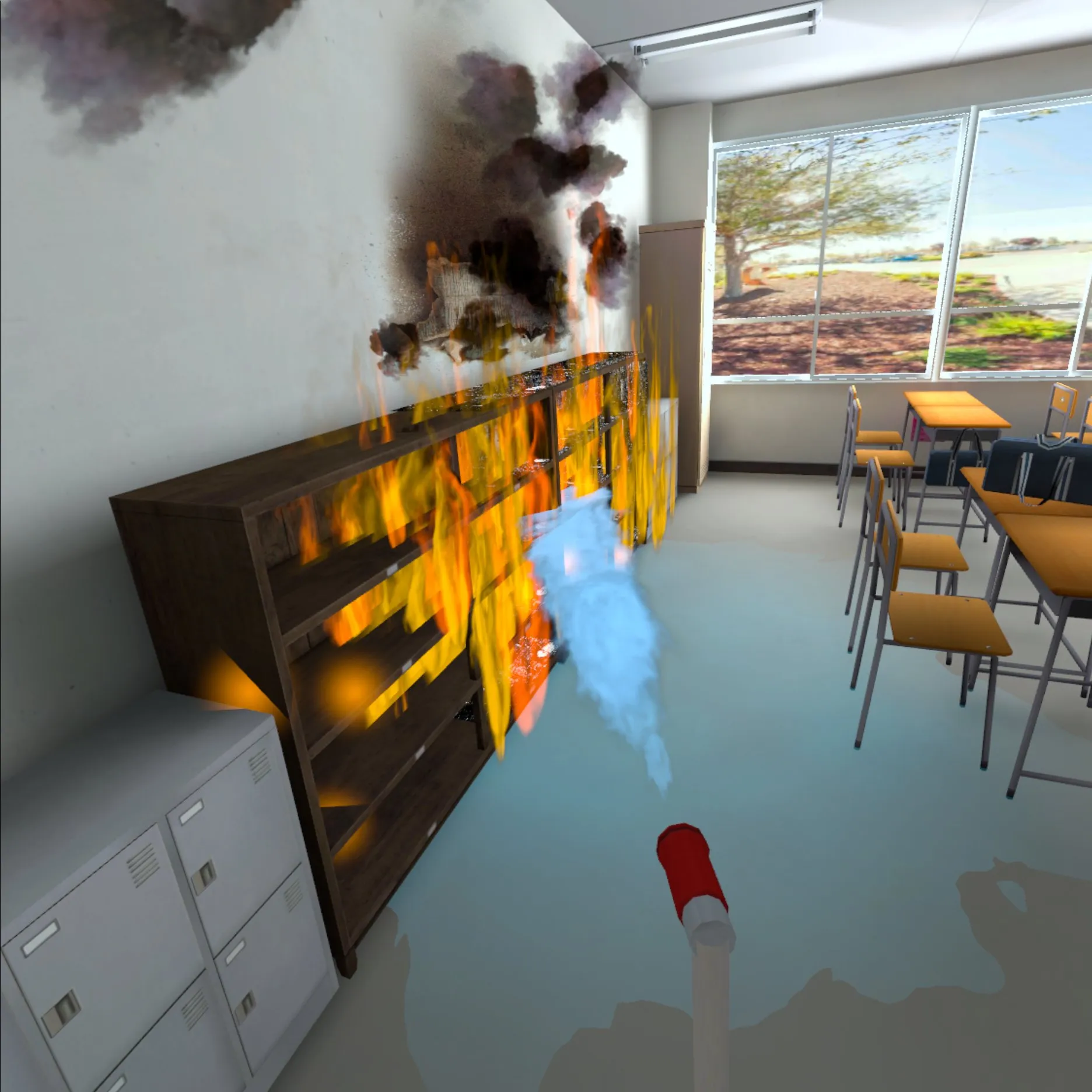 EPI y seguridad contra incendios en VR: cómo manejar una boca de incendio equipada.