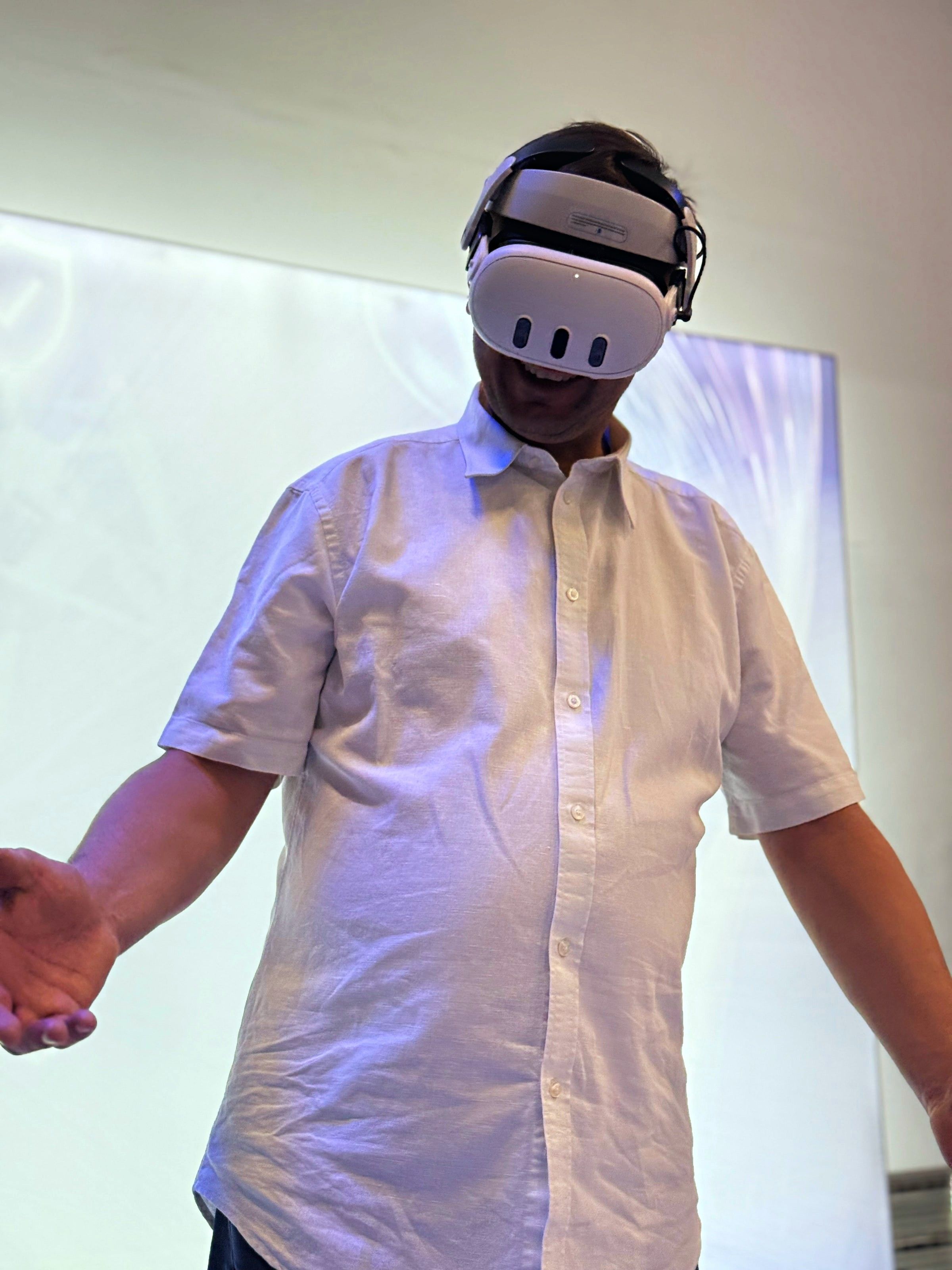 An employee participating in health and safety training through VR technology