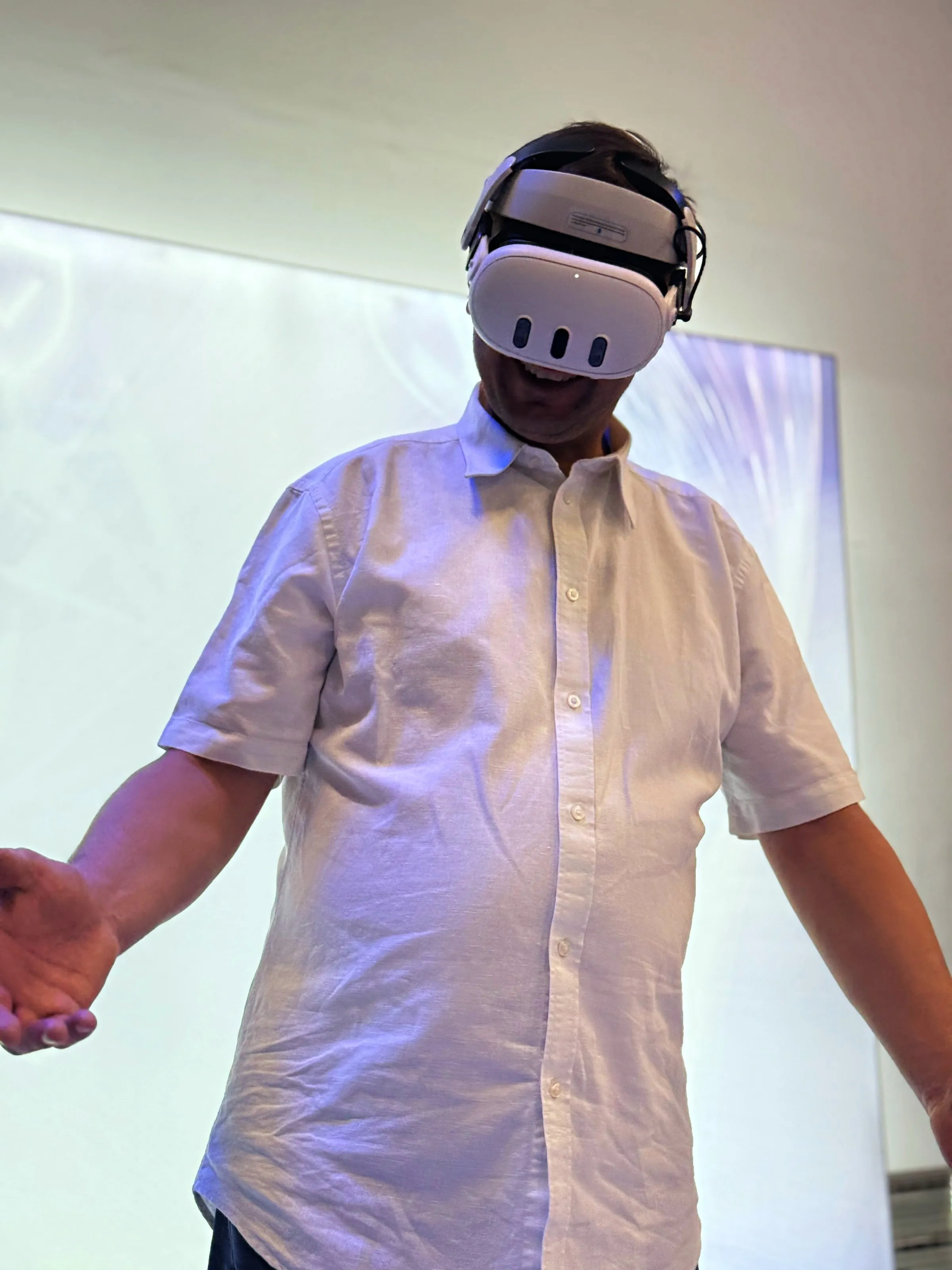 An employee participating in health and safety training through VR technology